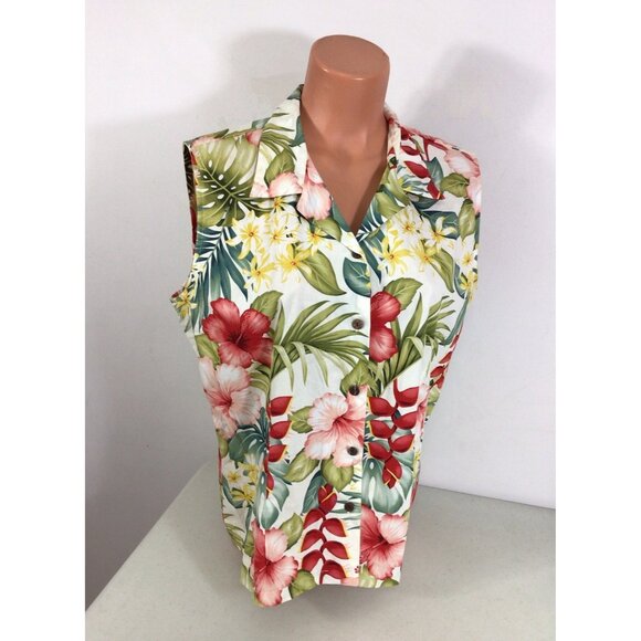 Two Paddles Vintage Hawaiian Shirt Womens XL - Picture 1 of 8